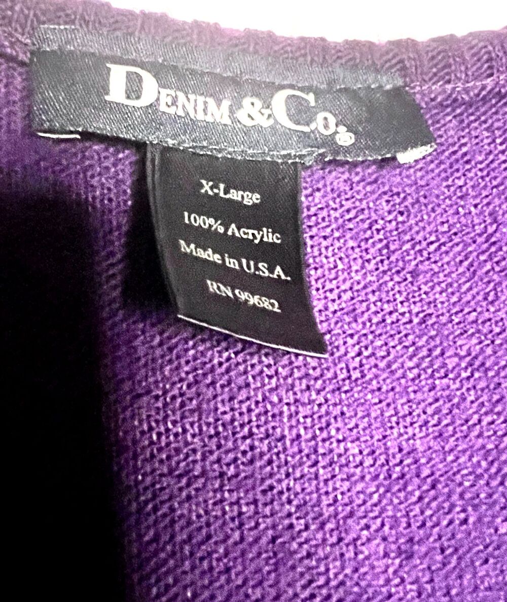Denim & Co. Two piece purple sweater tank & cardigan combo soft material Size XL - Picture 5 of 6